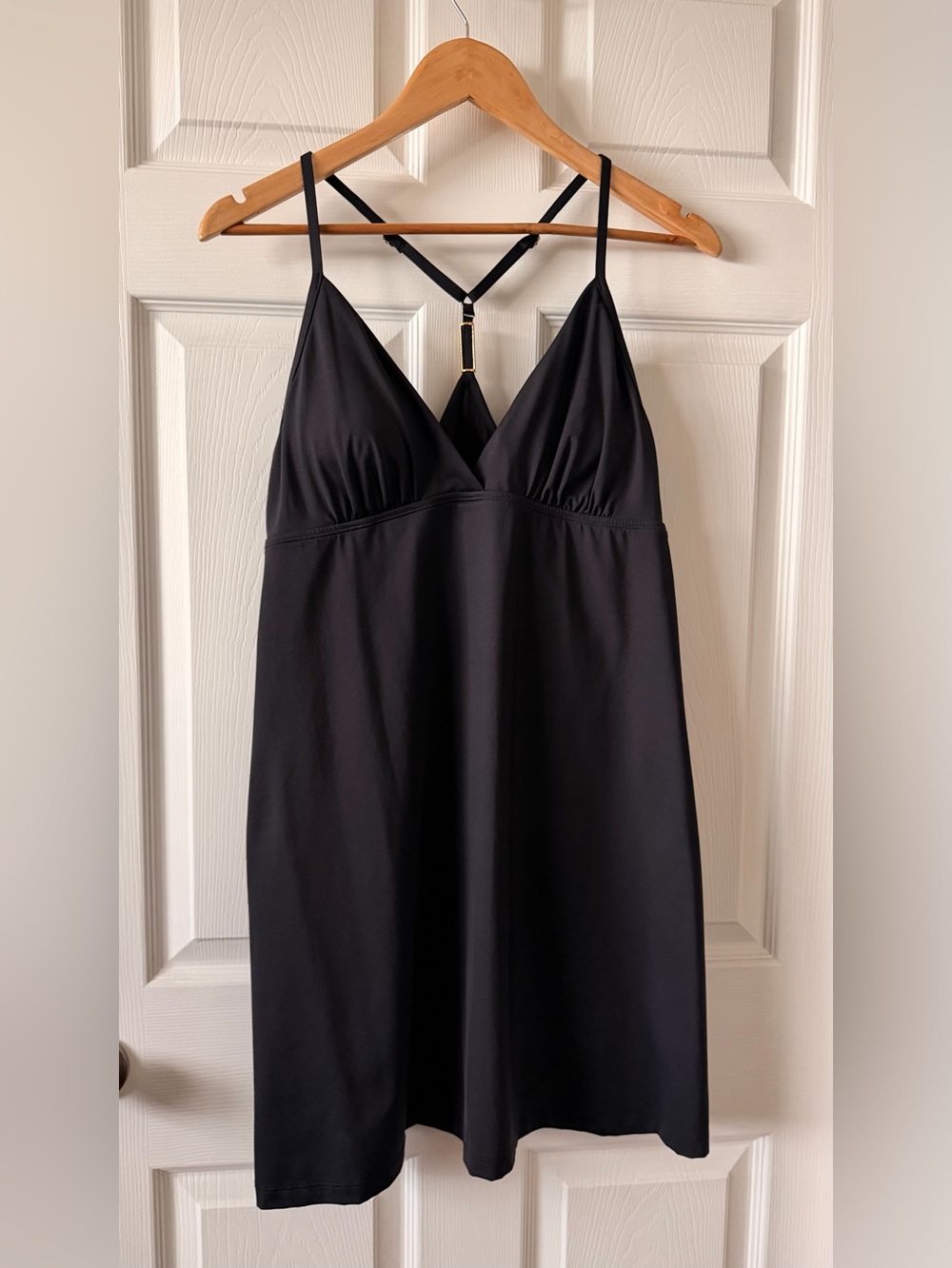 Laundry By Shelli Segal Black Slip Chemise with T-Back Detail